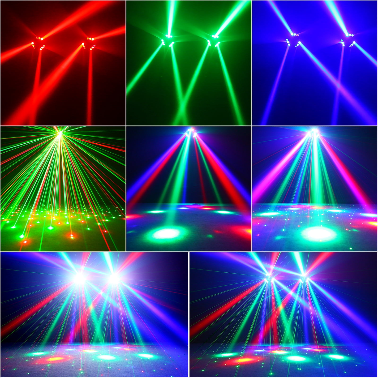 2Pack Mini Spider Moving Head Lights, 9 RGB LED DMX512/Sound Active for DJ Party Wedding Stage