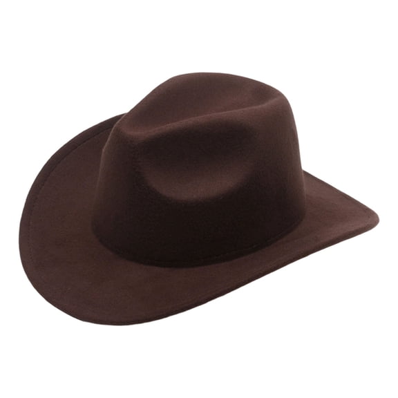 Xmyrz Unisex Western Cowboy Fedora Hat Retro Flat Brim Felt Performance Wide Brim Jazz Cap Outdoor Summer Coffee