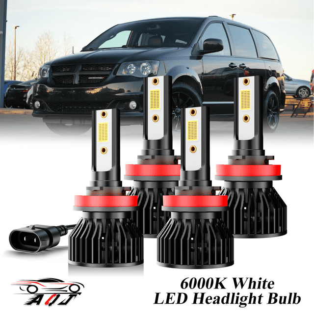 Compatible con Juego de Lámparas Alta/Baja Dodge Grand Caravan 2011-2019 - 4 Unidades, 10,000LM 6500K Blanco Frío, Bombillas 500% Ultraluminosas, Plug & Play