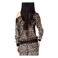 thumbnail image 2 of MICHAEL MICHAEL KORS Womens Beige Animal Print Long Sleeve Asymmetrical Neckline Evening Top L, 2 of 4