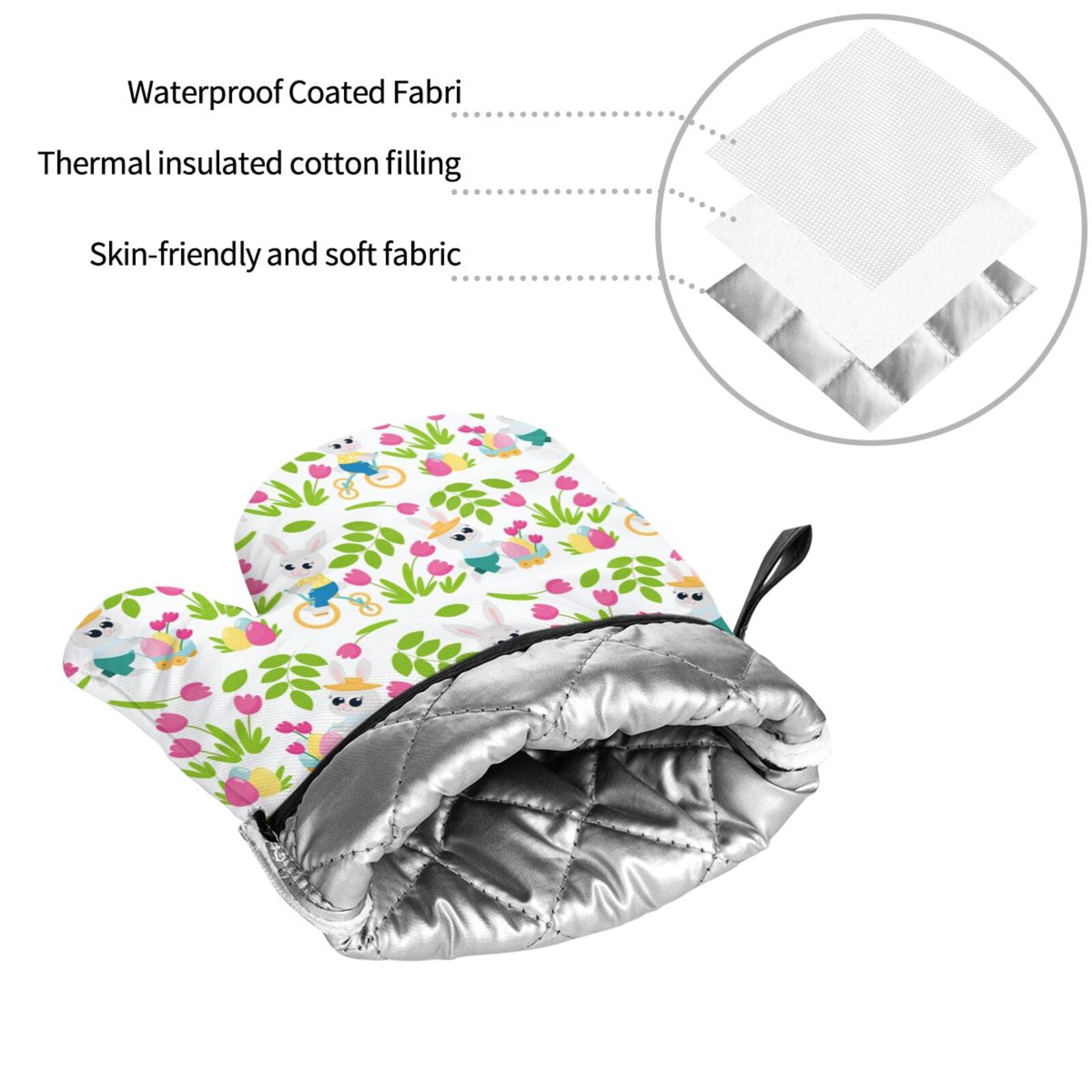 Naloa Happy Easter Oven Mitts and Pot Holders 4 pcs Set, Cooking Baking Grilling Kitchen Oven Glove for Cooking