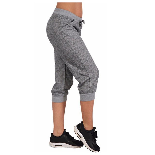 Minnieouse Pantalones de mujer Pantalones recortados con cordón Cintura elástica informal Ropa deportiva Prendas para la parte inferior del cuerpo Gris S Minnieouse AP002218-01