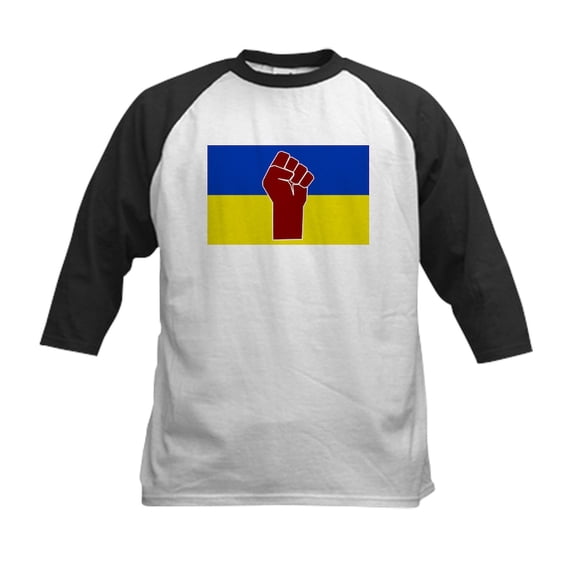 CafePress - Ukrainian Flag With Fist Baseball Jersey - Kids Cotton Baseball Jersey, 3/4 Sleeve Shirt