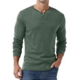 thumbnail image 2 of GRIUNS Mens Henley Shirts Long Sleeve T-Shirt Casual Classic Soft Stretch Pullover Tees Green 3XL, 2 of 8