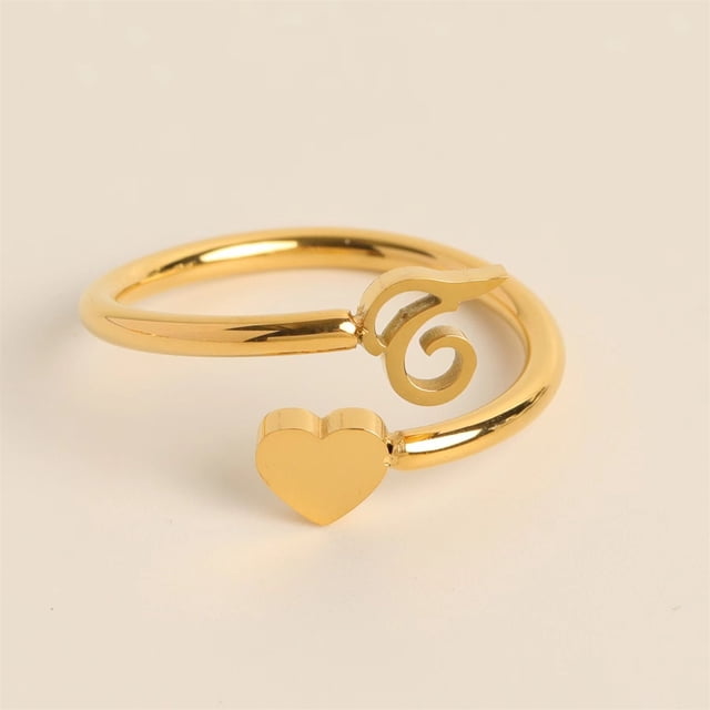 Fiudx Anillos de Inicial de Oro, Anillo Apilable con Letra Abierta, Joyería Ajustable con Alfabeto, Regalos Personalizados Únicos, Accesorio de Moda para Mujer, Perfecto para Mamá o Novia.