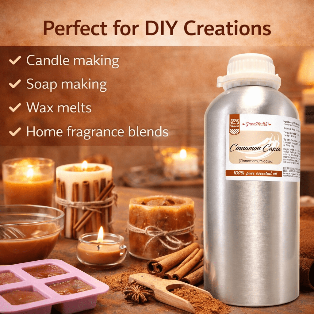 Cinnamon Cassia - 32 fl oz (946 ml) Aluminum Bottle w/Plug Cap - 100% Pure Essential Oil - GreenHealth