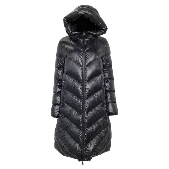 Pre-Owned Moncler Long Cambales Down Coat in Black Nylon