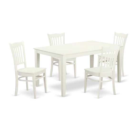 East West Furniture Capri 5-piece Wood Dining Set with Rectangle Table in White