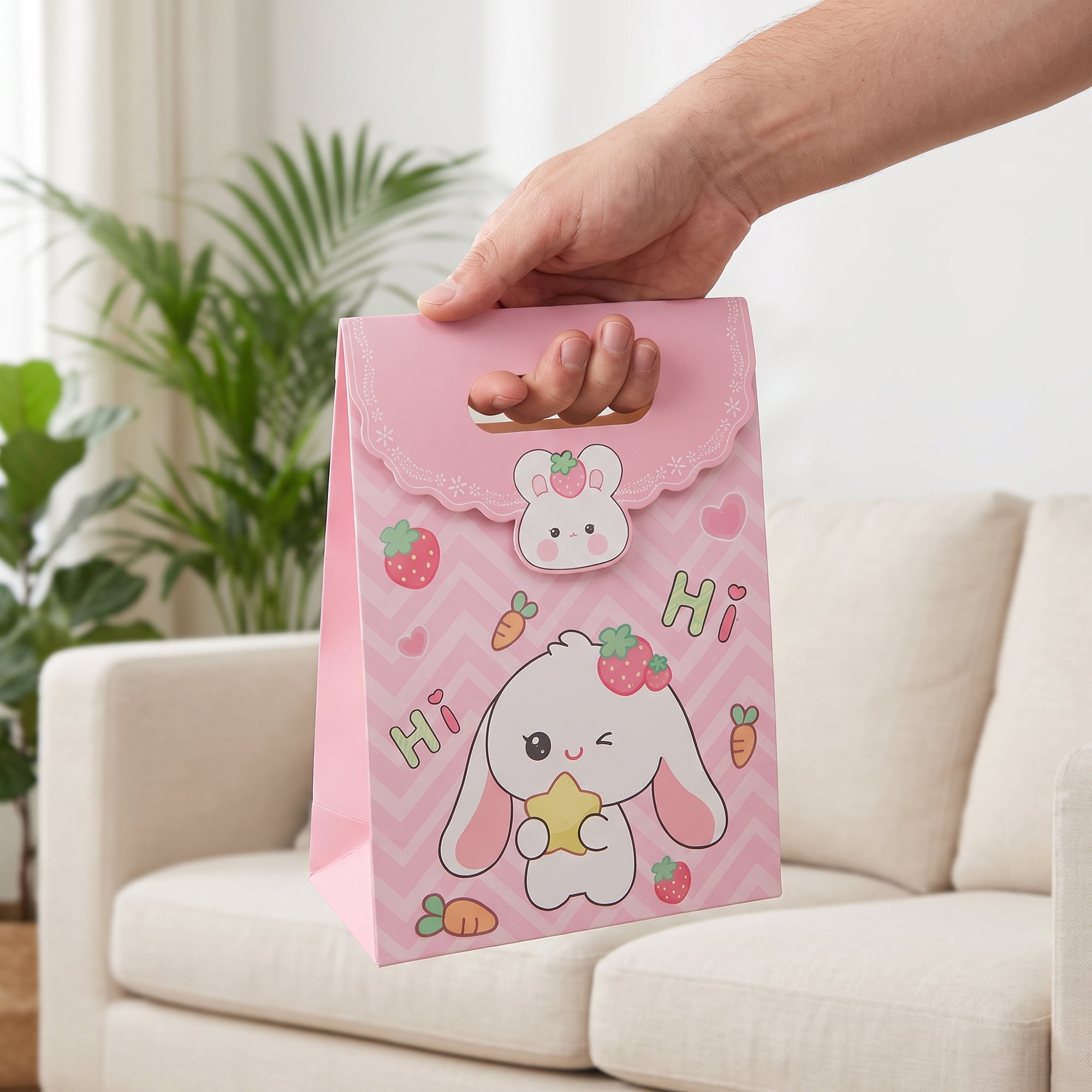 Unique Bargains Stylish Gift Bags with Comfortable Handles Pink 5.9" x 2.8" x 8.3"
