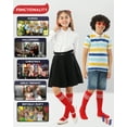 thumbnail image 4 of HUGH UGOLI Knee High Cotton Socks for Girls & Boys, Long Tube School Uniform Socks with Stripes, Soft & Comfortable, Red, 12-14 Years Old, 4 Pairs, 4 of 6