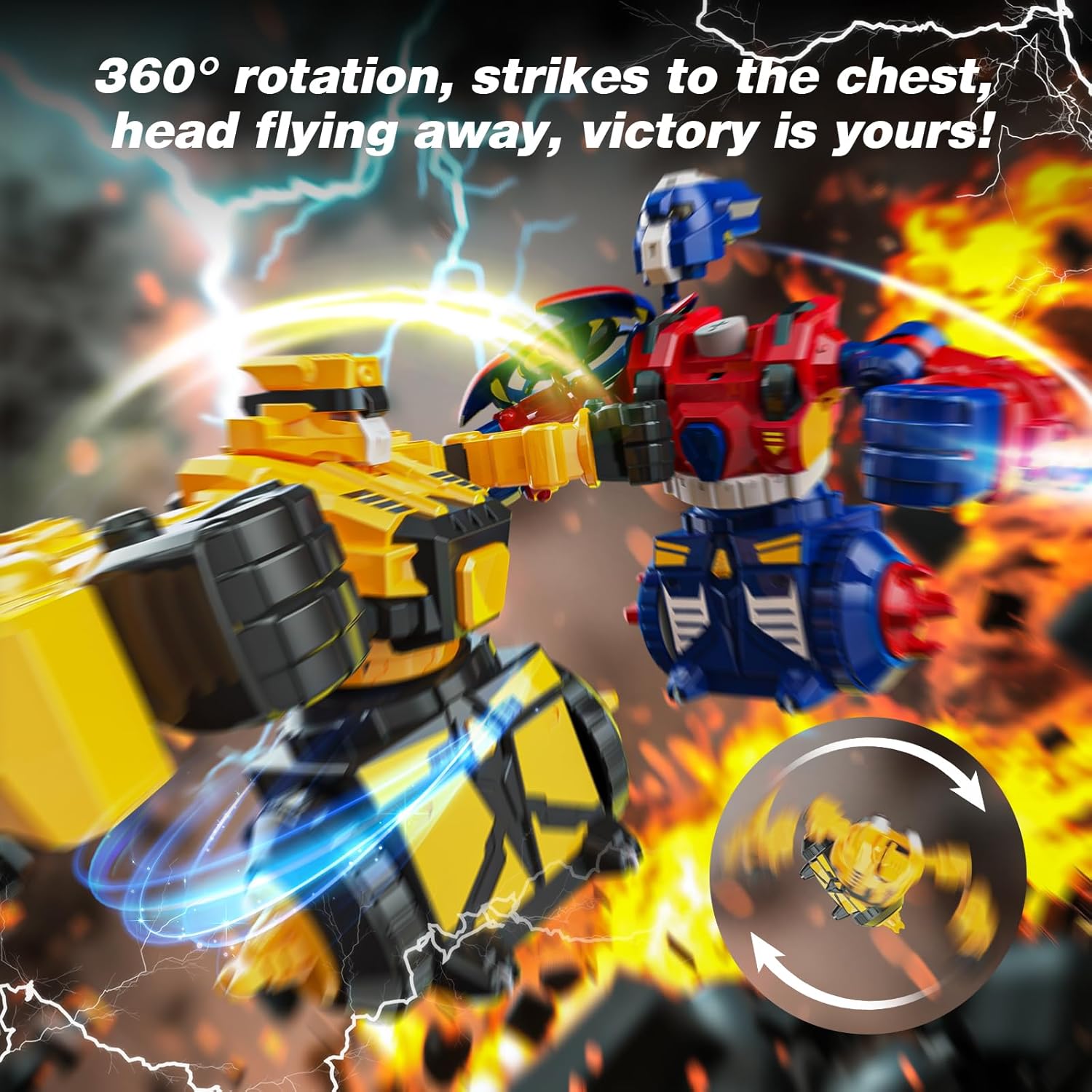 Remote Control Robot Toys, Fighting Robot 360-Degree Rotatin, with Shields and Realistic Sound Effects, Dueling Robots for Kids Ages 6-8, Red