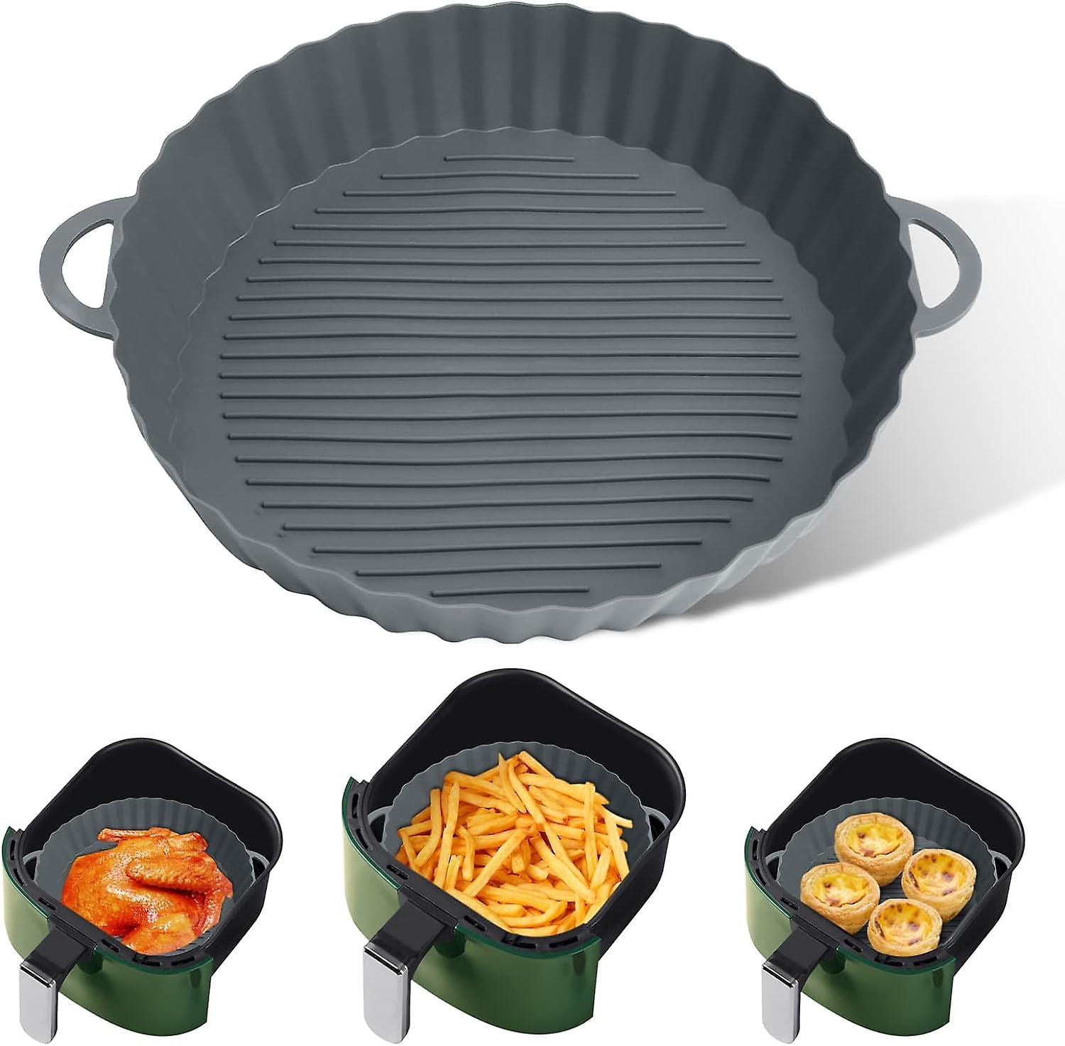Air Fryer Silicone Pot,8.27inch Silicone Pot for Air Fryer Silicone Air Fryer Liner Air Fryer Basket, Air Fryer Rack Accessory for Air Fryer,Oven