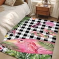 thumbnail image 4 of Summer Flamingo Area Rugs 3'x5', Small Throw Rugs for Living Room Bedroom, Tropical Plants Botanical Floral Black Plaid Indoor Outdoor Rug Non-Slip Low Pile Carpet Runner Reversible Floor Mats, 4 of 8