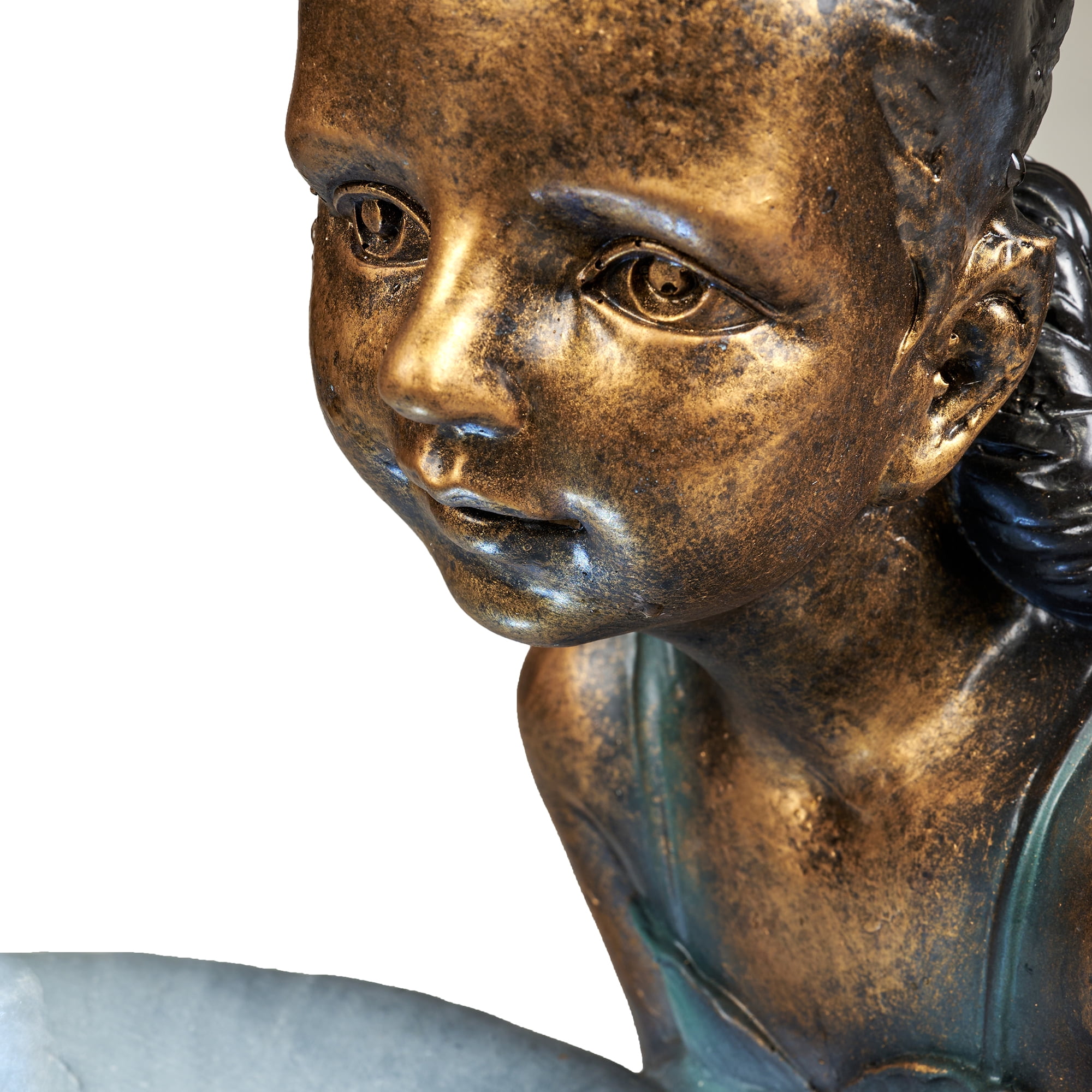 Girl Playing By Water Fountain with White LED