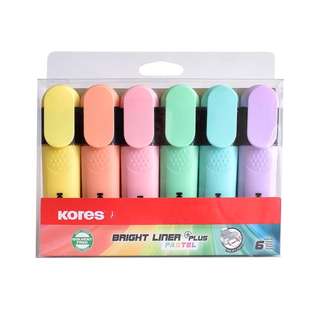 Bright Liner Plus Pastel Resaltadores Pastel Set 6 Colores Kores