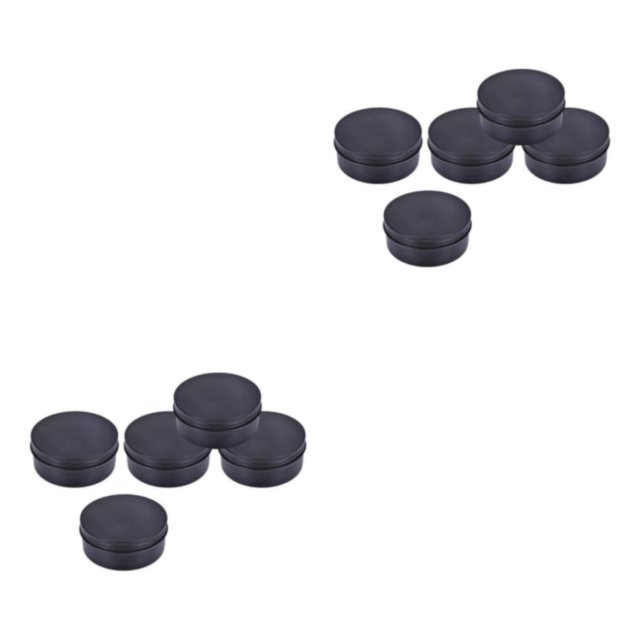 Transemion 5pcs Empty Aluminum Jars Cosmetic Screw Balm Lip Lid Cans Containers Black 250ml 2Set