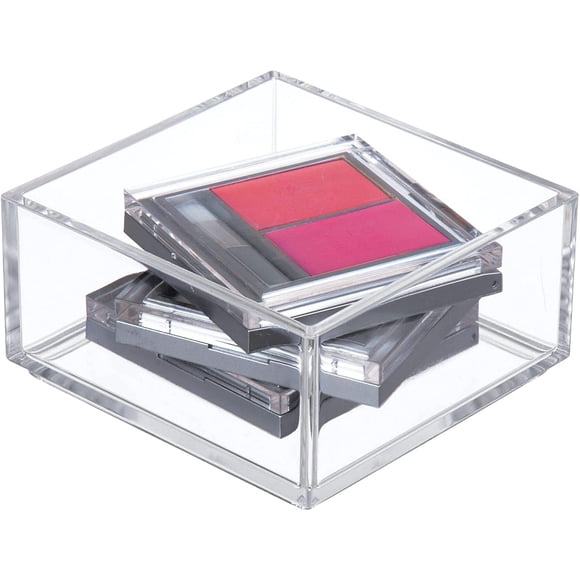 InterDesign Clarity Cosmetic Organizer for Vanity Cabinet to Hold Makeup, Beauty Products - 4" x 4" x 2", Clear