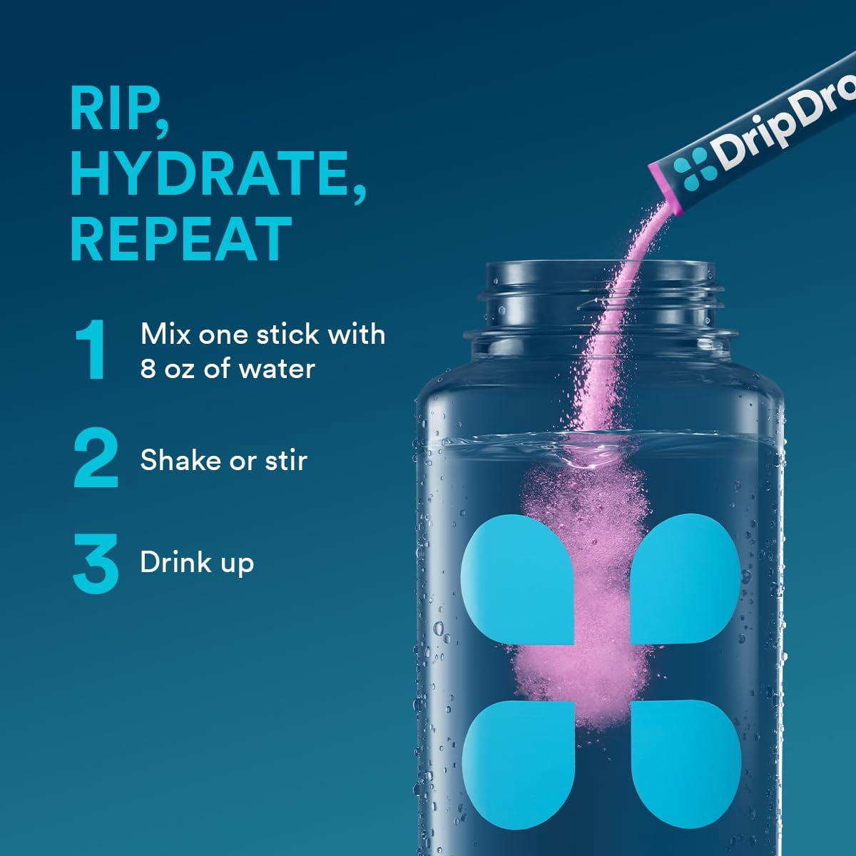 DripDrop Electrolyte Powder Drink Mix for Dehydration Relief Fast, Berry, 32pk