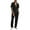 Black, variant on Coshow Men's 2 Piece Outfit Casual Short Sleeve Button Down Shirt Beach Summer Loose Pant Sets