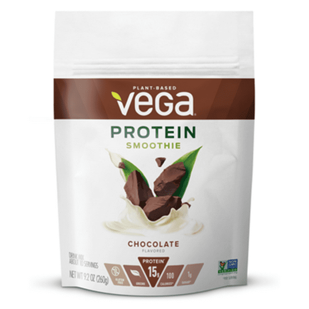 Vega Plant Protein Smoothie Powder, Chocolate, 15g Protein, 9.2oz