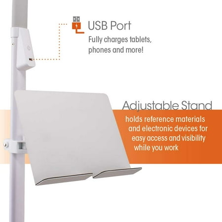OttLite - Dual Shade LED Floor Lamp with USB Charging Station - White