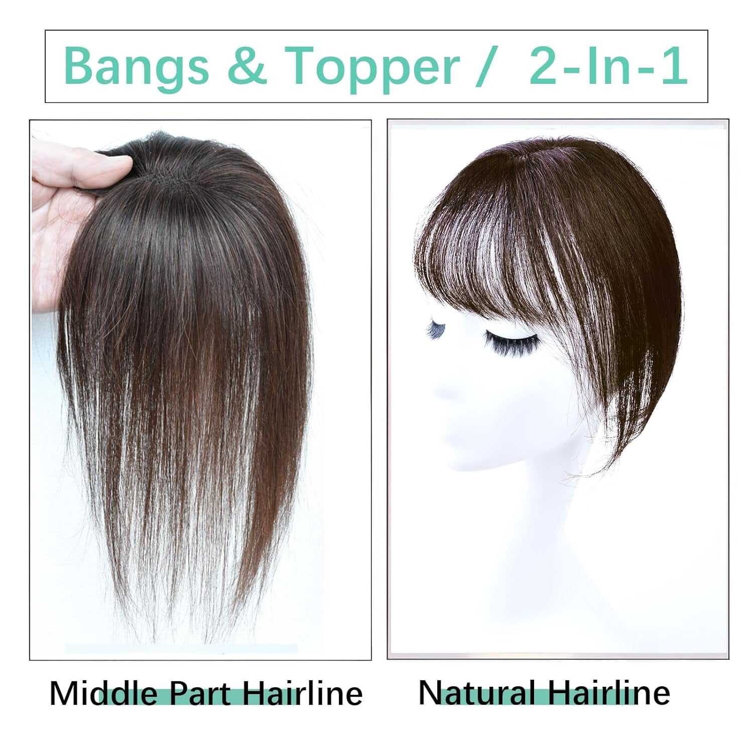 Bangs Hair Clip, Clip in Bangs Hair Toppers for Women 100% Real Human Hair, Clip on Bangs 360° 3D Cover Wispy Fake Clip in Hair Extensions for Women Daily (Dark Brown)
