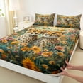 thumbnail image 3 of Feelyou Cute Wildlife Cheetah Twin Sheet Sets for Teens, Woodland Animal Leopard Twin Fitted Sheet, Groovy Flower Floral Flat Sheet, Luxury Bedroom Decor, 3 Pieces, 3 of 7