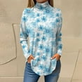 thumbnail image 2 of TQWQT Plus Size Turtlenecks for Women Loose Fit Floral Printed Tunic Top Long Sleeve Turtleneck T Shirts Trendy Curved Hem Graphic Tee Fall Outfits 2024 Sky Blue 3XL, 2 of 5