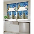 thumbnail image 4 of Blue Snowman Christmas Kitchen Curtains Swag Valance and Tier Curtains Set 24 Inch Length, Xmas Tree Ball Snowflake Winter Rod Pocket Drape Panels Pair Swag Curtains for Bathroom/Cafe/Window, 4 of 6