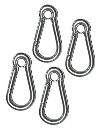 4 Pieces Stainless Steel 316 Spring Hook with Eyelet Carabiner 1/4 ...