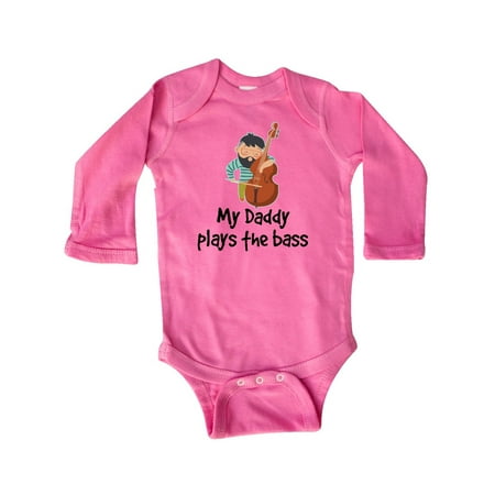 

Inktastic String Bass My Daddy Plays the Bass Gift Baby Boy or Baby Girl Long Sleeve Bodysuit