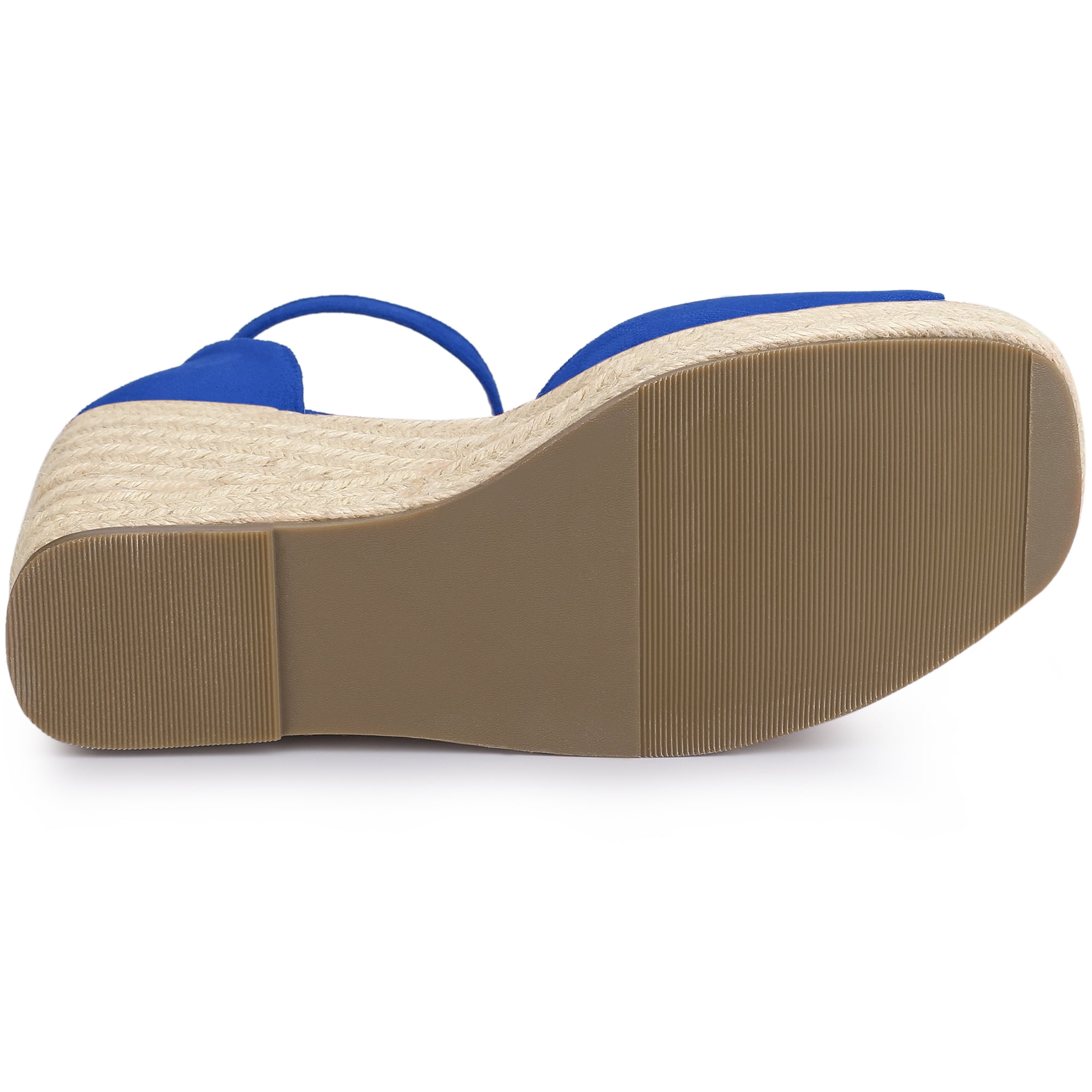 DARING DIVA Women's Espadrille Platform Ankle Strap Wedge Heel Sandals Dark Blue 7.5