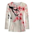 thumbnail image 5 of EchfiProm Fall Tops for Women Long Sleeve Slit Neck Shirts Loose Blouse Floral Graphic Ladies, 5 of 5