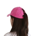 thumbnail image 1 of WITHMOONS Ponytail High Bun Hat Ponycaps Cotton Baseball Cap PZ10041 (Pink), 1 of 2