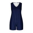 thumbnail image 6 of ZQGJB Women's Short Rompers Dressy Casual Loose Fit Casual V Neck Solid Color One Piece Sleeveless Jumpsuit Summer Overall with Pockets Dark Blue XL, 6 of 7