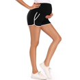 thumbnail image 2 of Ecavus Maternity Shorts Casual Stretchy Pregnancy Pants Black White M, 2 of 4