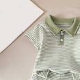 thumbnail image 5 of NOLDARES Toddler Baby Summer Outfits Crew Neck T-shirt+Striped Shorts with Pockets Boy Casual Clothing Set 1-6 Years Blazer,18-24 M, 5 of 9