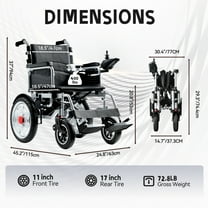 Edcsi Electric Wheelchairs for Adults, Foldable Power Wheelchair, All Terrain, Intelligent, 15 Miles Range, Black
