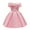 Pink, variant on SDJMa Toddler Girls Solid Color Temperament Bowknot Off Shoulder Pleated Skirt Birthday Party Gown Long Dresses