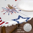 thumbnail image 5 of 4th of July Fitted Tablecloth with Elastic Edged, Round Table Cloth for Dining Table, Independence Day Blue Red Star Fireworks Waterproof Oil Proof Table Cover for Indoor Outdoor 55"-60", 5 of 9