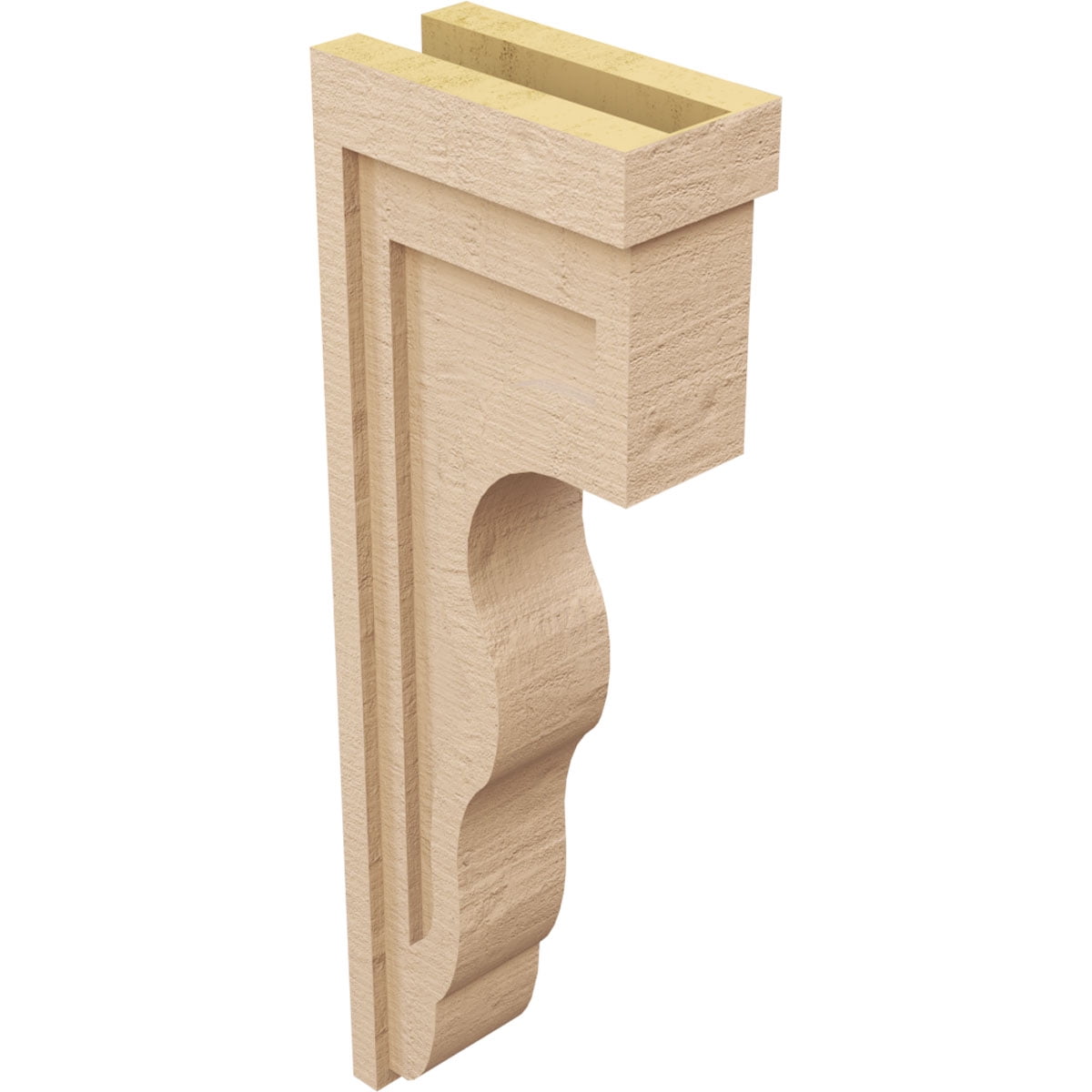 5"W x 10"D x 30"H Thin Highland Rough Cedar Woodgrain TimberThane Corbel, Primed Tan