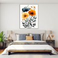 thumbnail image 4 of Mudket Blue and Orange Poppies Canvas Wall Art, Framed Ready to Hang, Modern Floral Wall Decor for Living Room Bedroom Office, Abstract Botanical Print - 12"L x 8"W, 4 of 10