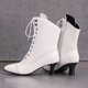 thumbnail image 3 of NECHOLOGY Botas Mujer Zapatos Botines para mujer Botas de tobillo antideslizantes con punta redonda y tacón bajo para mujer, con cordones y cremallera lateral, botas a media (White, 6.5), 3 of 7