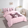 thumbnail image 2 of Erosebridal Kawaii Cheetah Print Bow Girl Twin Bedding Sets 7-Piece,Girls Teens Leopard Print Letter Monogrammed H Bedding Comforter Set,Pink Reversible, 2 of 6