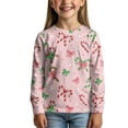 thumbnail image 4 of Garronmavis Christmas Cane Candy Girls Long Sleeve T-Shirts 3-4 Stylish Bowknot Casual Crewneck Loose Fit Tee Tops Comfortable Long Sleeve Crewneck T-Shirts Tee Tops for Girls, 4 of 7