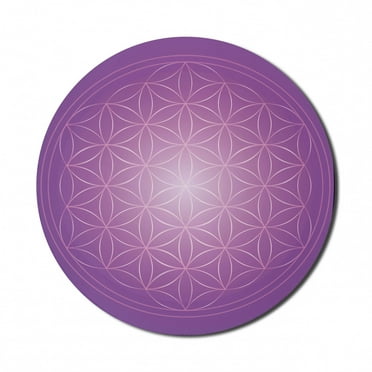 Abstract Mouse Pad for Computers, Flower of Life in Vibrant Psychedelic Tones Love Soul Display, Round Non-Slip Thick Rubber Modern Gaming Mousepad, 8" Round, Fuchsia Purple, by Ambesonne
