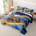 thumbnail image 3 of Castle Fairy Magical Train Twin Quilt Set,Winter Light Print Twin Coverlet Set for Bedroom,Black Gold, 3 of 7