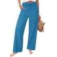 thumbnail image 2 of Antqov Wide Leg Cotton Linen Pants Women Summer High Waisted Straight Loose Pockets Palazzo for Vacation Travel 2026, S-2XL, 2 of 7