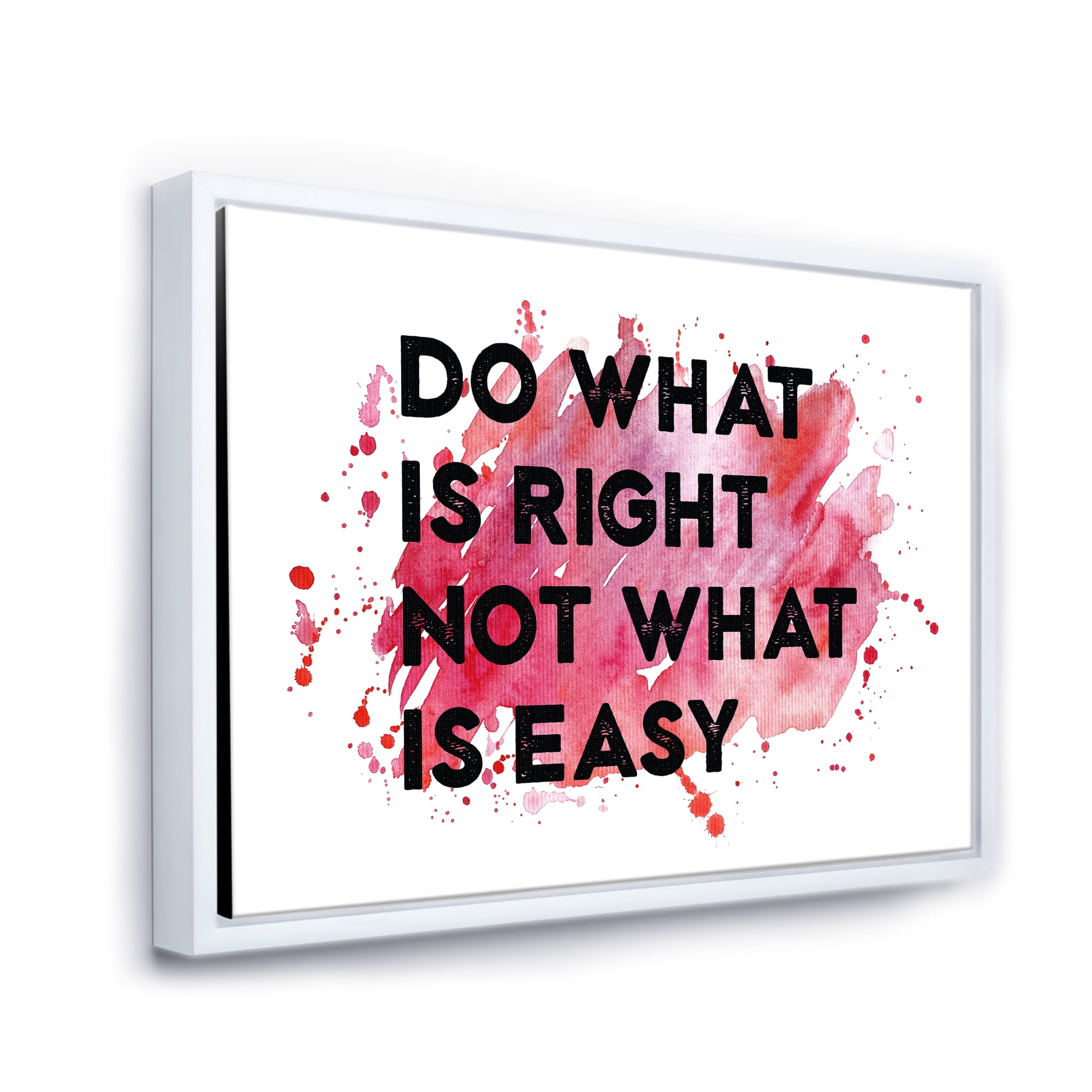 Designart 'Do What Is Right Not What Is Easy On Red Background' Traditional Framed Canvas Wall Art Print