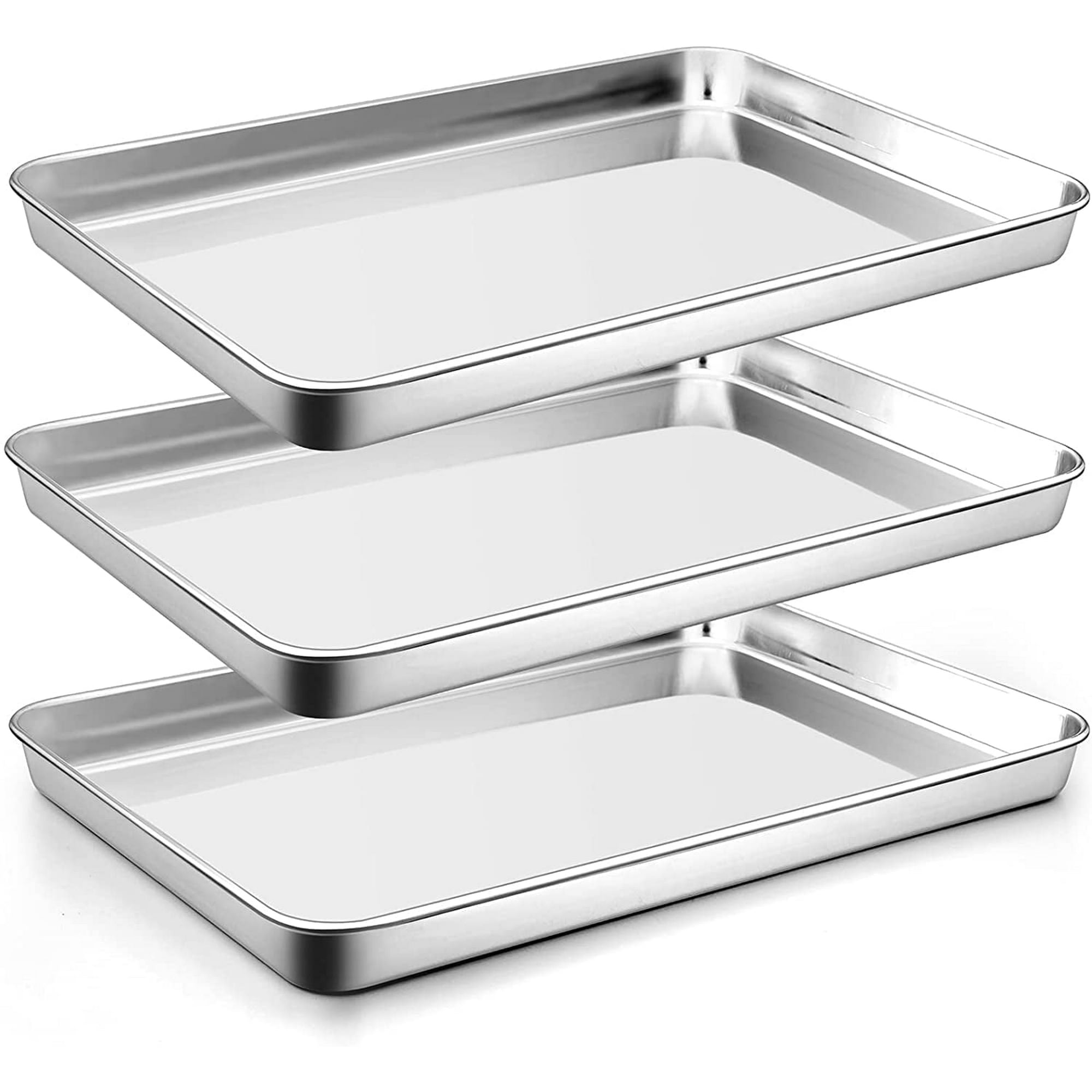Vesteel Cookie Sheet Set of 3, Stainless Steel Baking Pans, Oven Bake Essentials Tray - 16 x12 x1 inches